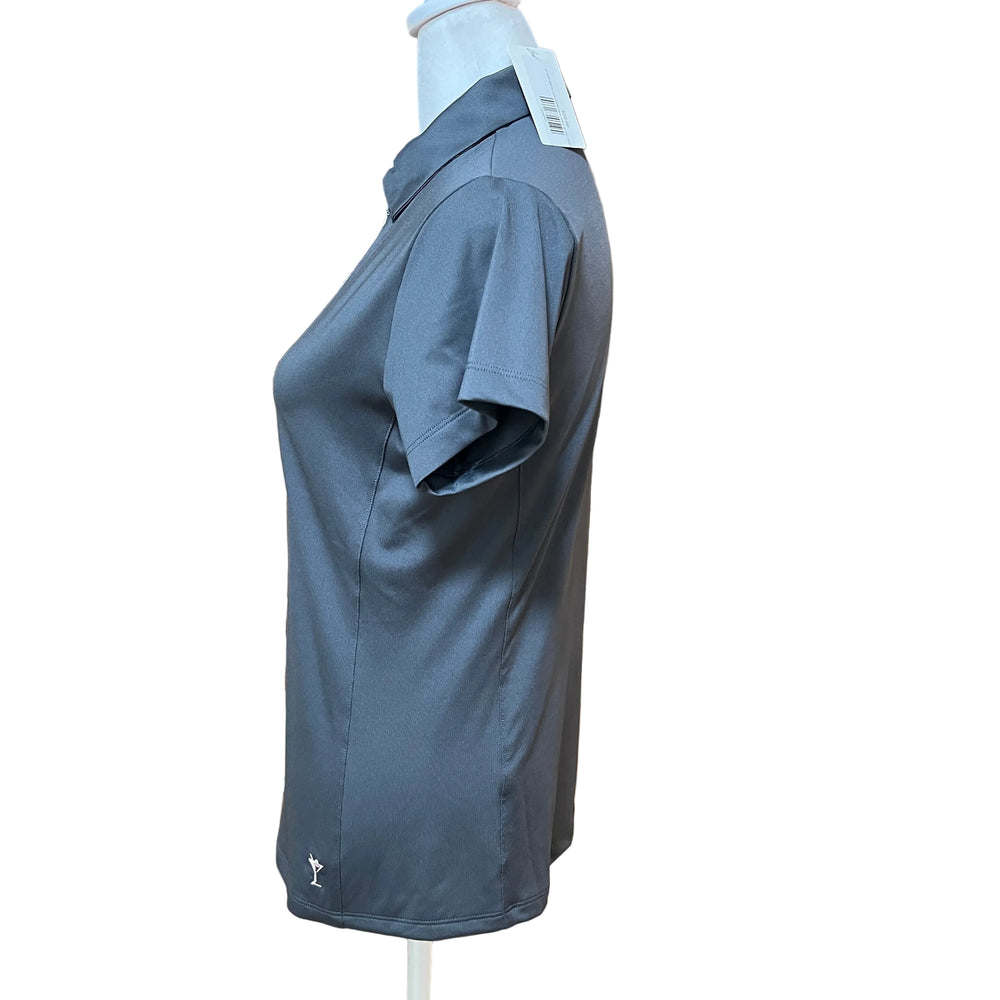 Golftini Short Sleeve Zip Polo - Slate/Rose Pink - Small - Skorzie