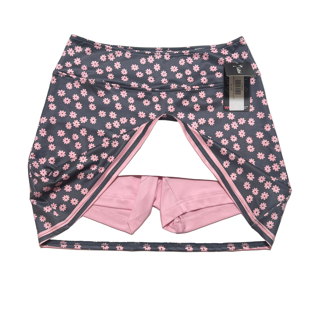 Golftini Tee Time Skort (16.5") - Grey/Pink Flowers - Small