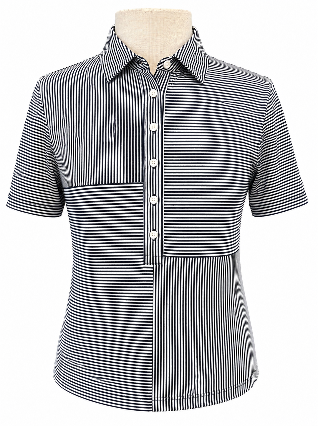 G/FORE Mix Stripe Short Sleeve Polo - White/Twilight - Small