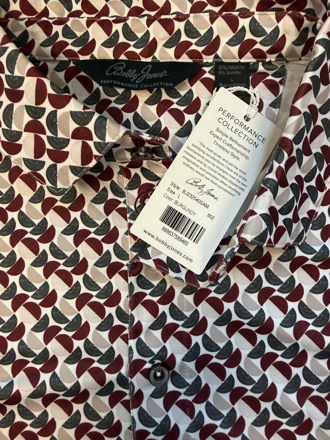 Bobby Jones Performance Biltmore Print Jersey Polo - Burgundy - Large