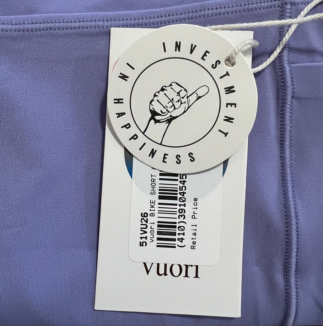 Vuori Women's Biker Shorts AllTheForm Pocket 6" Hyacinth Size XS