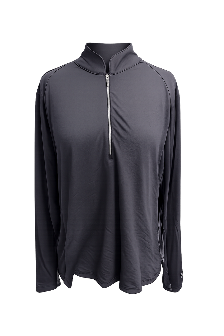 IBKUL Solid Long Sleeve Zip Mock - Black