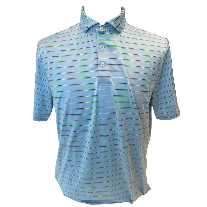 RLX Ralph Lauren Classic Fit Striped Jersey Polo (w/logo) - Powder Blue - Medium - Skorzie