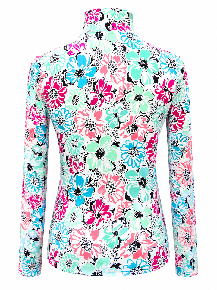 SanSoleil SOLTEKICE Long Sleeve Print Mock - Wildflowers