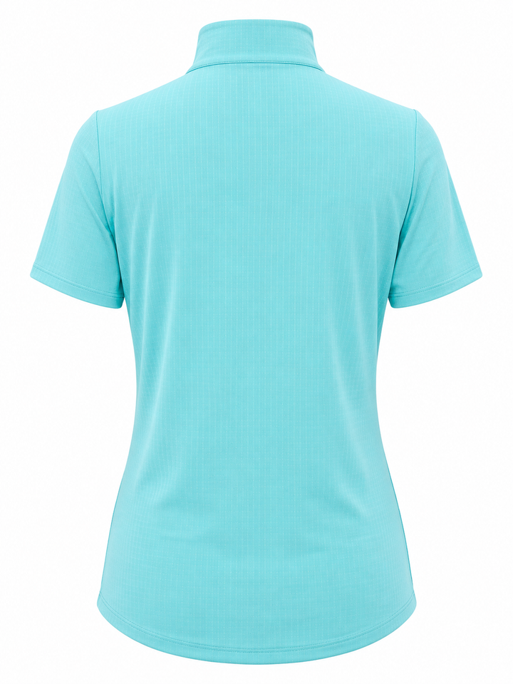 IBKUL Solid Short Sleeve Zip Mock - Seafoam