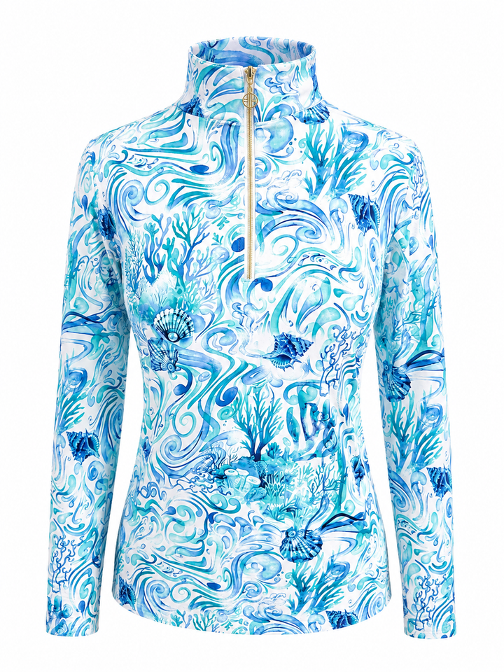 G-Lifestyle Long Sleeve Quarter Zip - Blue Coral Reef - Small