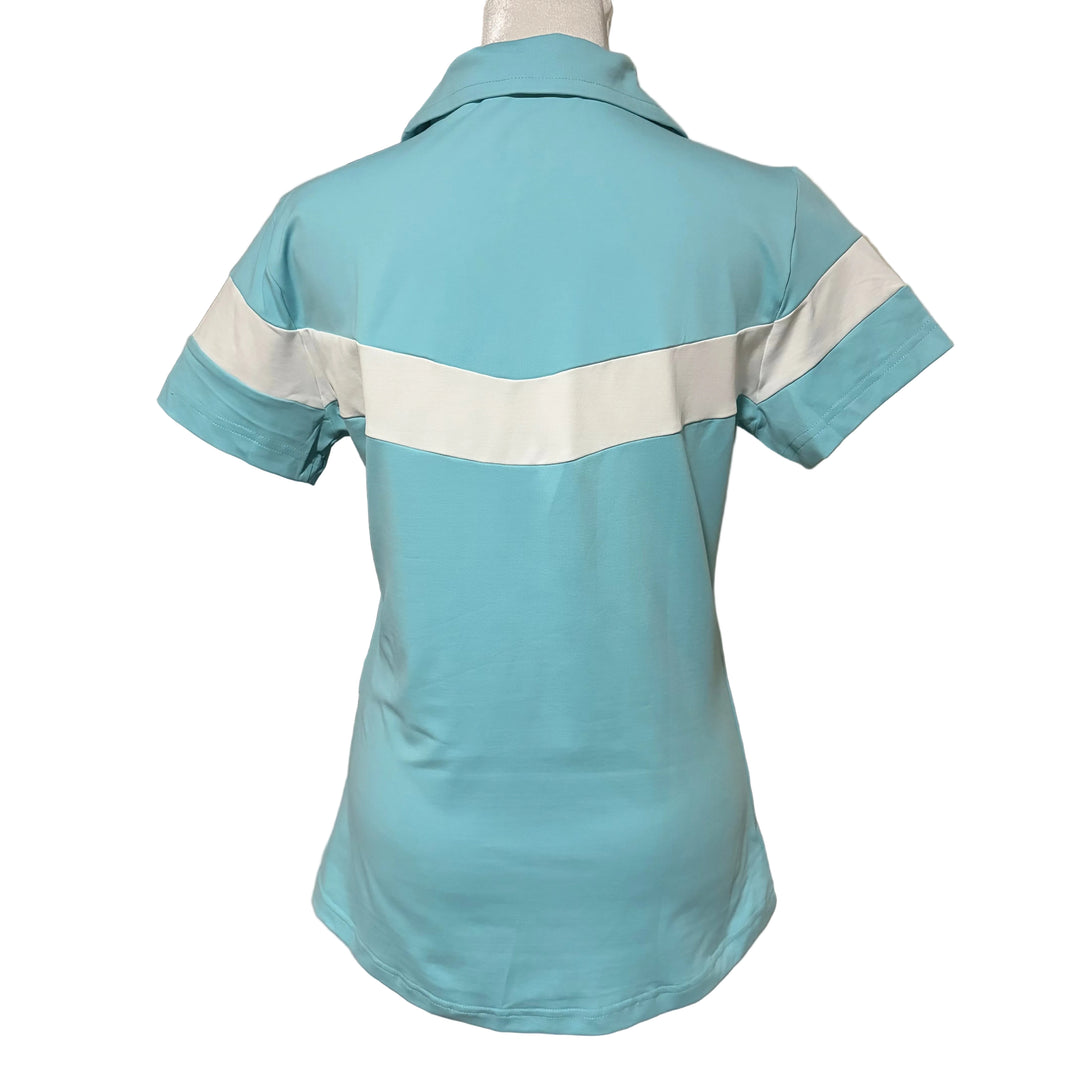MDC Jersey Zip Polo Shirt - Sea/White - Skorzie