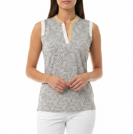 Rohnisch Women's Golf S/L Polo Abby Hexagon Beige Size L