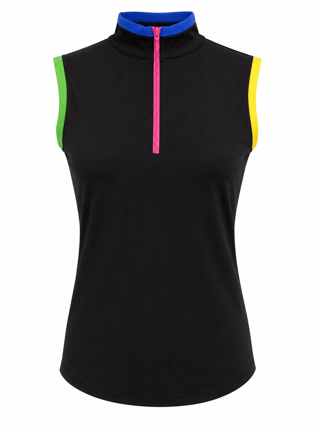 G-Lifestyle Womens Sleeveless Zip Polo - Black/Bright Multi - Medium