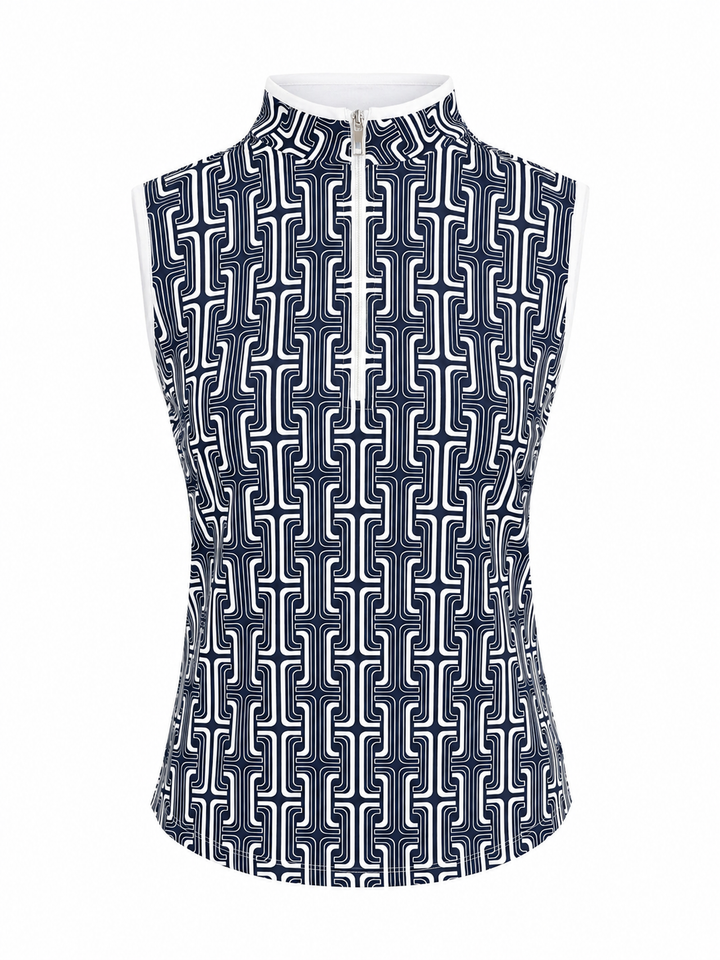 Tail Women's Sleeveless Zip Top - Navy/White