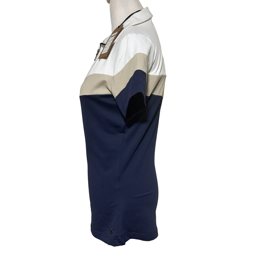 MDC Jersey Zip Polo Shirt - Navy/Light Taupe - Size 36 - Skorzie