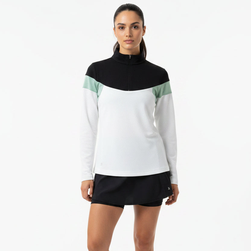 Daily Sports Womens Golf L/S Polo Regina White Color Block Size S