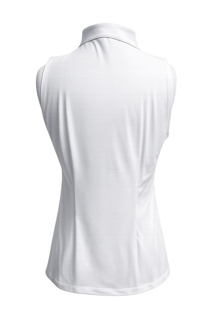 Amy Sport Isabel Sleeveless Top - White w/ Navy Collar Accent