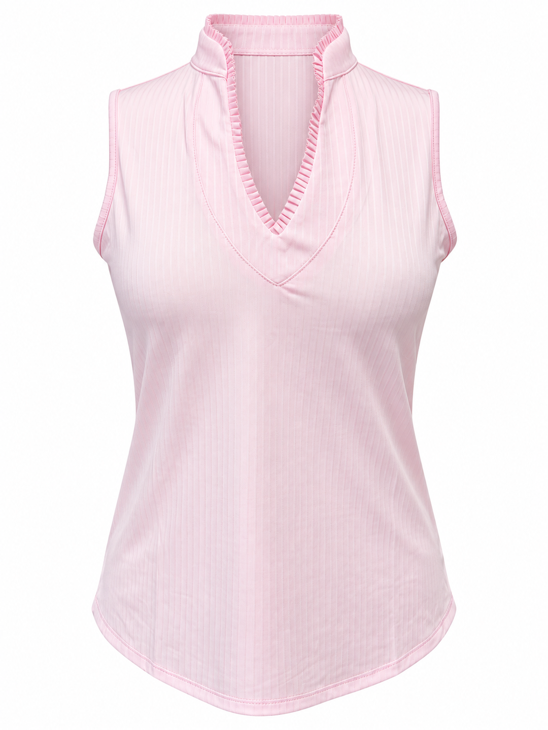 Lucky In Love Pleated Placket Sleeveless Top - Light Pink