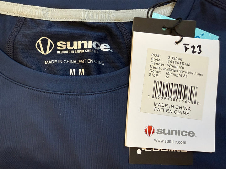 Sunice Aria Tee Shirt with Mesh Knit Insert - Midnight - Medium