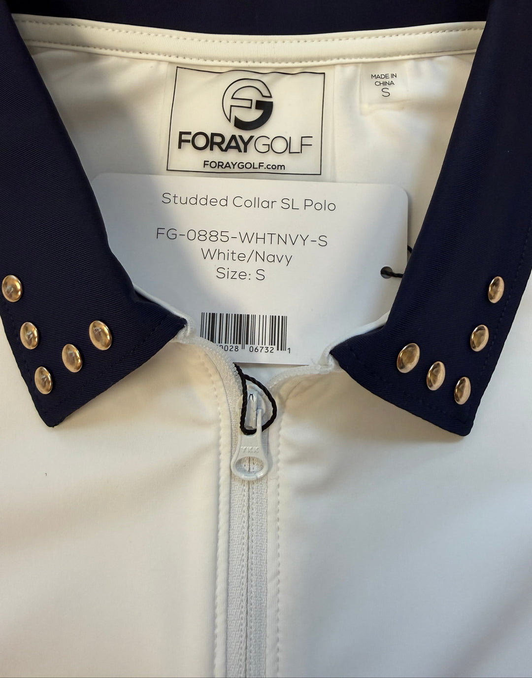 Foray Golf Studded Collar Sleeveless Polo - White - Small