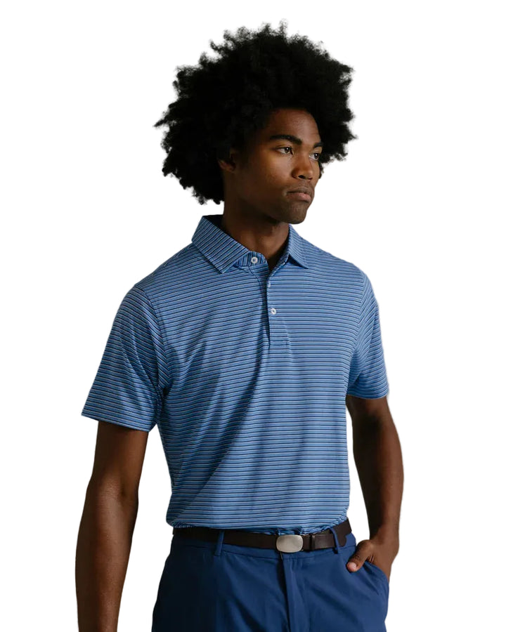 B Draddy Mens Mac Short Sleeve Polo (w/logo) - Pacific Blue/Navy