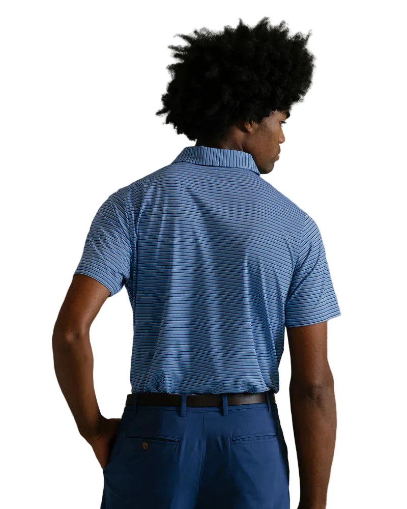 B Draddy Mens Mac Short Sleeve Polo (w/logo) - Pacific Blue/Navy