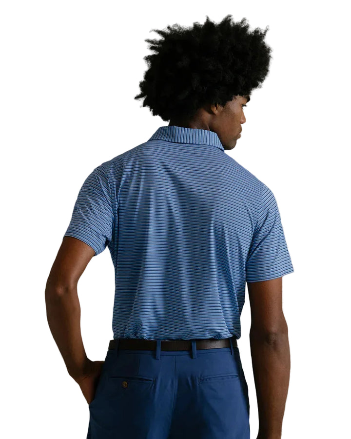 B Draddy Mens Mac Short Sleeve Polo (w/logo) - Pacific Blue/Navy
