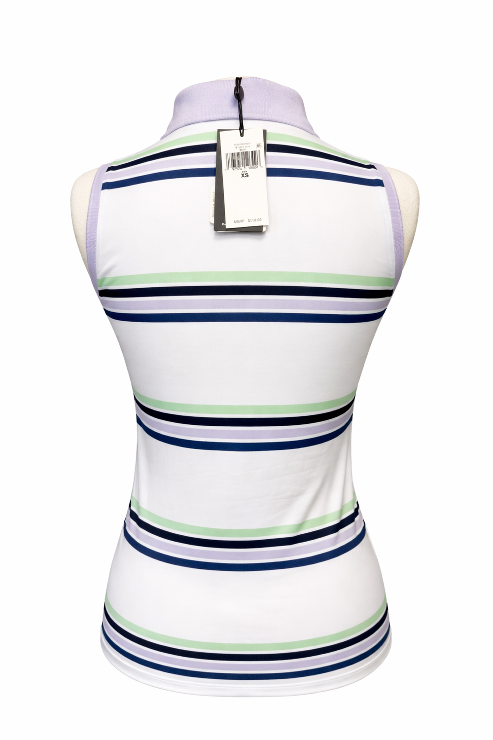 RLX By Ralph Lauren Striped Sleeveless Top - Lavender/White - XS - Skorzie