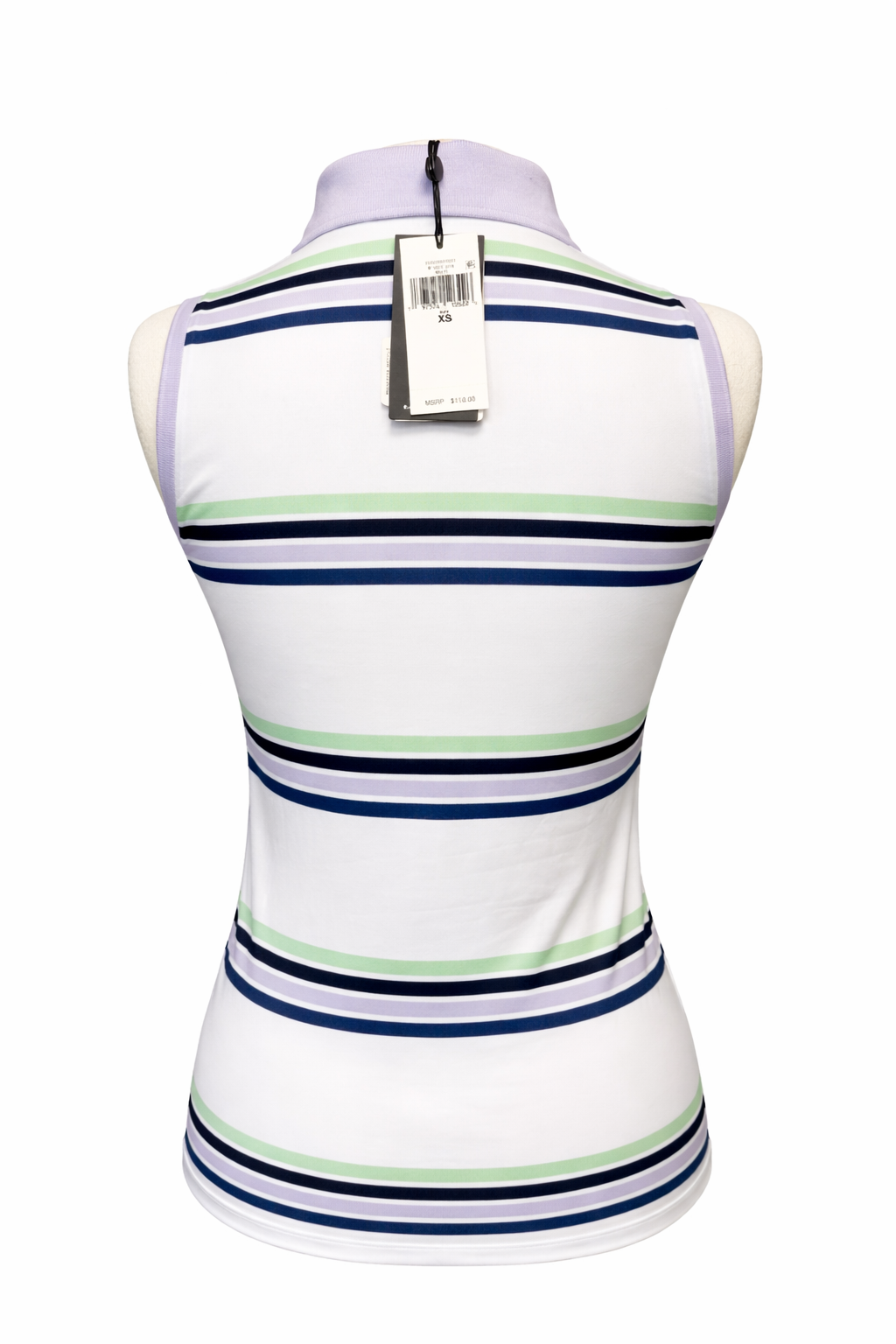 RLX By Ralph Lauren Striped Sleeveless Top - Lavender/White - XS - Skorzie