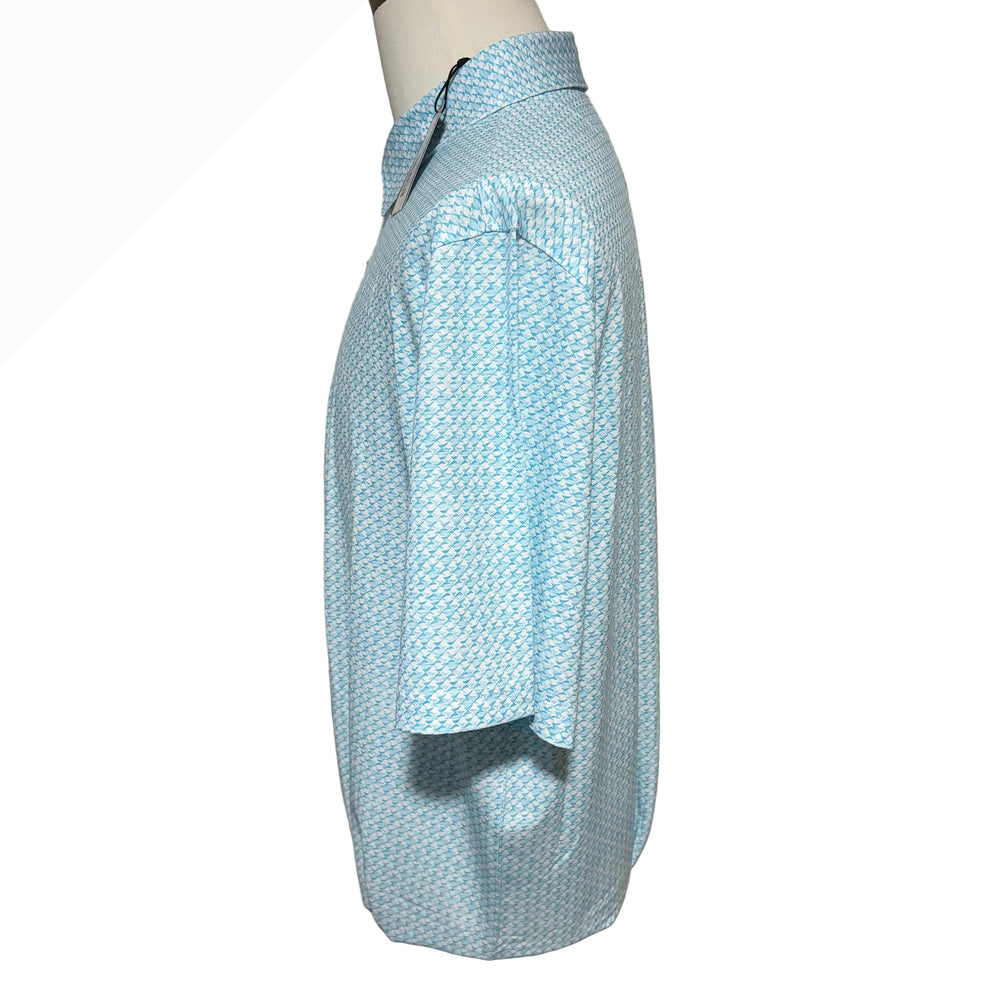 Greg Norman Stretch Shark Tail Mesh Polo - Turquoise Sea - Large - Skorzie
