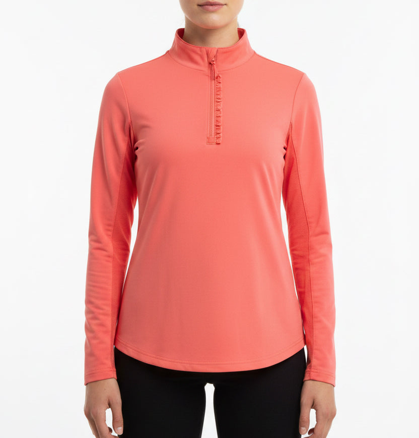 Smith & Quinn Women's L/S Polo Ava Ruffle 1/4 Zip Rose Size S