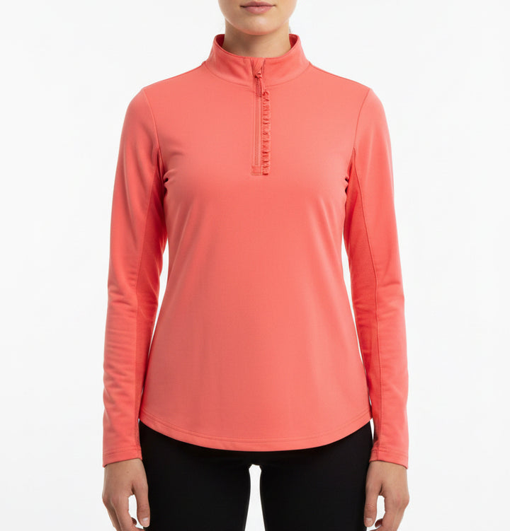 Smith & Quinn Women's L/S Polo Ava Ruffle 1/4 Zip Rose Size S