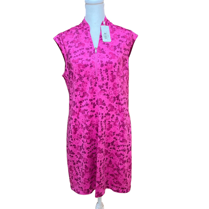 Greg Norman Petal Impression Sleeveless Dress - Fuchsia Glow - Medium - Skorzie