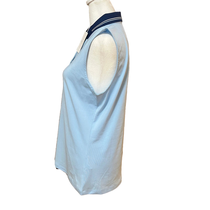 Greg Norman Rally Tipped Sleeveless Polo - Blue Haze - Medium - Skorzie