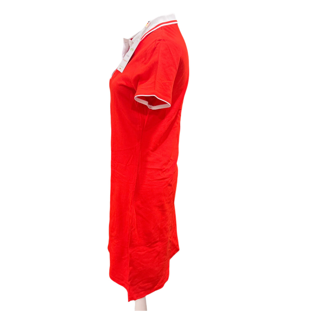 Swing Control Polo Dress (35") - Fiery Red/White - Small - Skorzie