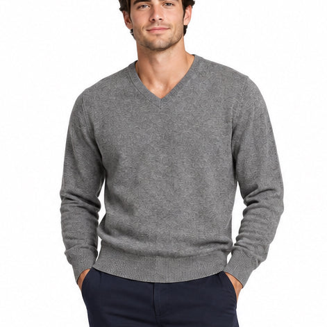 Collars & Co Men's Golf Sweater Luxury Touch V-Neck Grey Size XXL