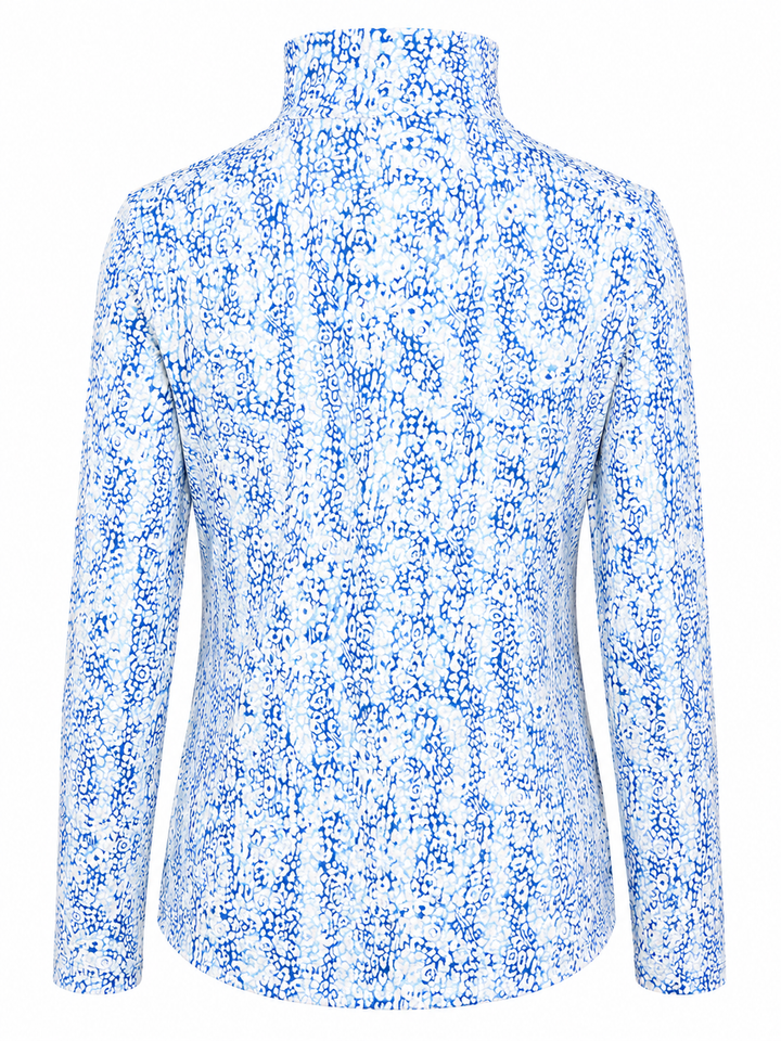 SanSoleil Womens Long Sleeve Zip Polo - Zanzibar Blue
