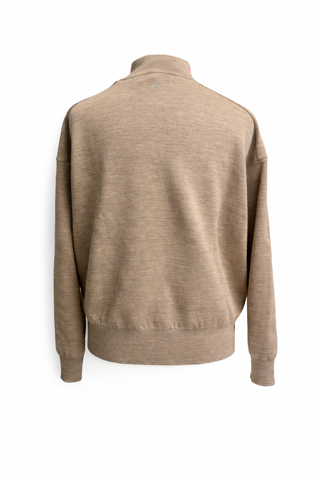 G/FORE Women's Wool Contrast Stripe Quarter Zip Golf Sweater - Dune - Small - Skorzie