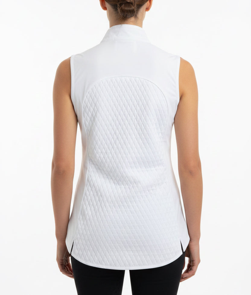 Peter Millar Women's Golf Vest Fuse Mini Diamond Quilt (w/ logo) White Size XS