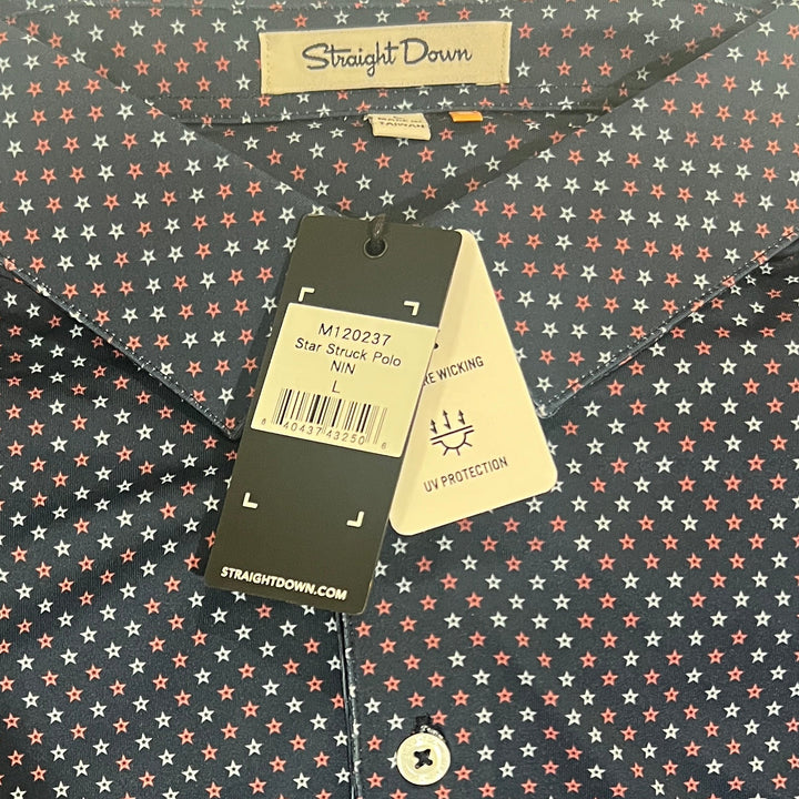 Straight Down Men's Golf Polo Star Struck New Indigo Size L