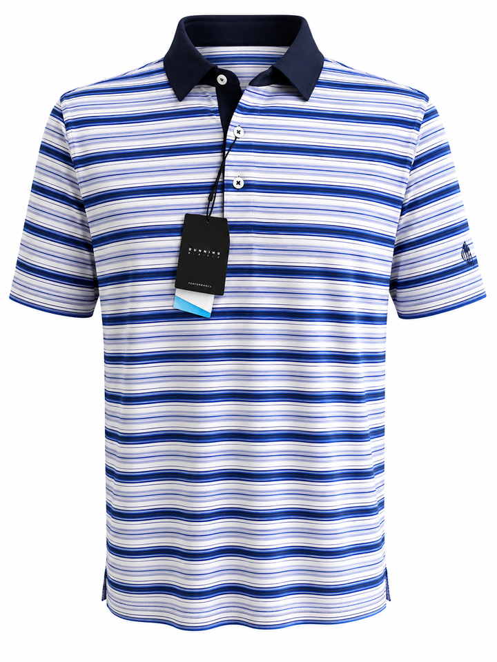 Dunning Golf Performance Polo (w/ logo) - Sapphire/Dewberry