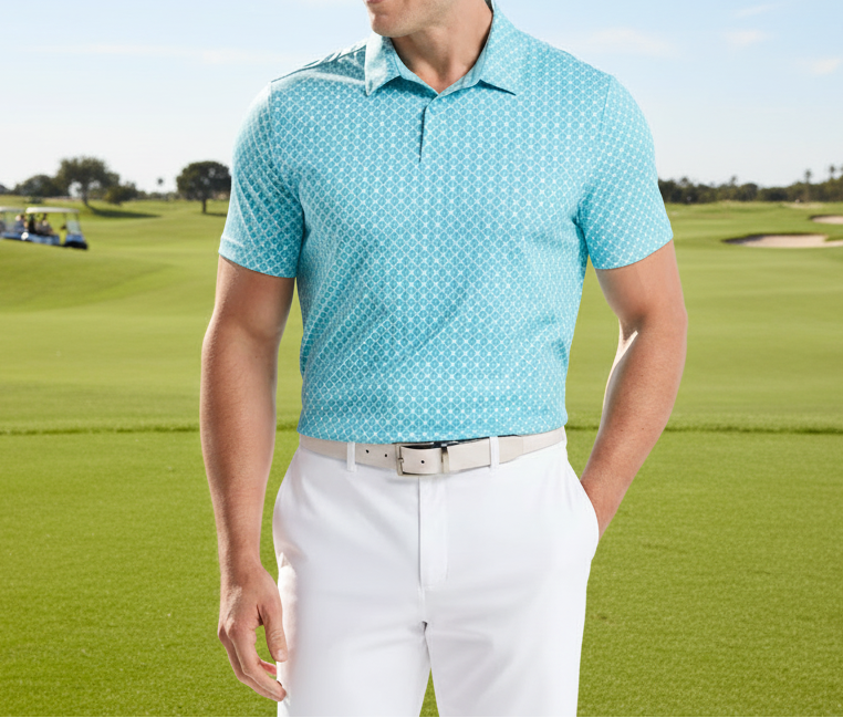 Penguin Mens Jack Birdseye View Novelty Short Sleeve Polo - Blue Radiance