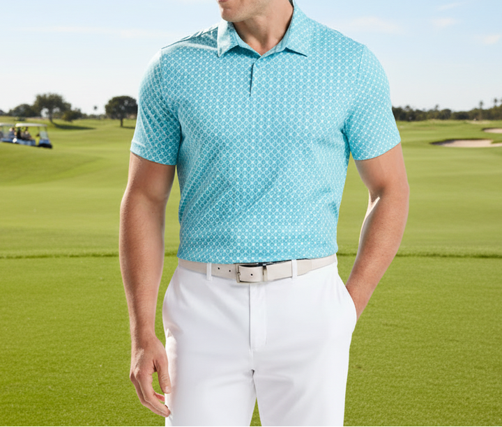Penguin Mens Jack Birdseye View Novelty Short Sleeve Polo - Blue Radiance