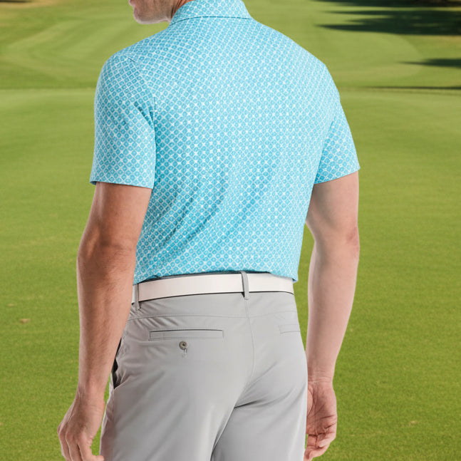 Penguin Mens Jack Birdseye View Novelty Short Sleeve Polo - Blue Radiance