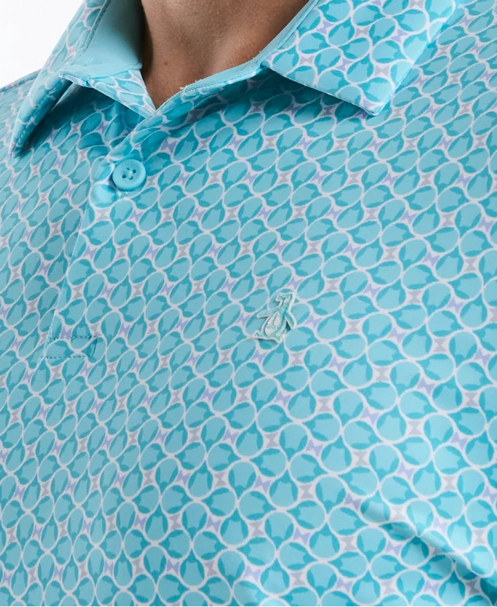 Penguin Mens Jack Birdseye View Novelty Short Sleeve Polo - Blue Radiance
