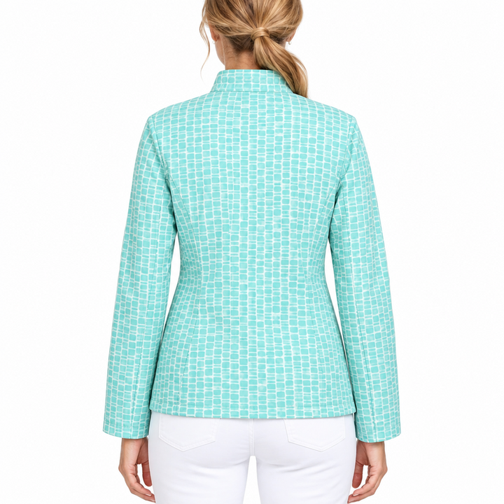 Jamie Sadock Women's Golf Sunsense Jacket Teal Tile Print Size M