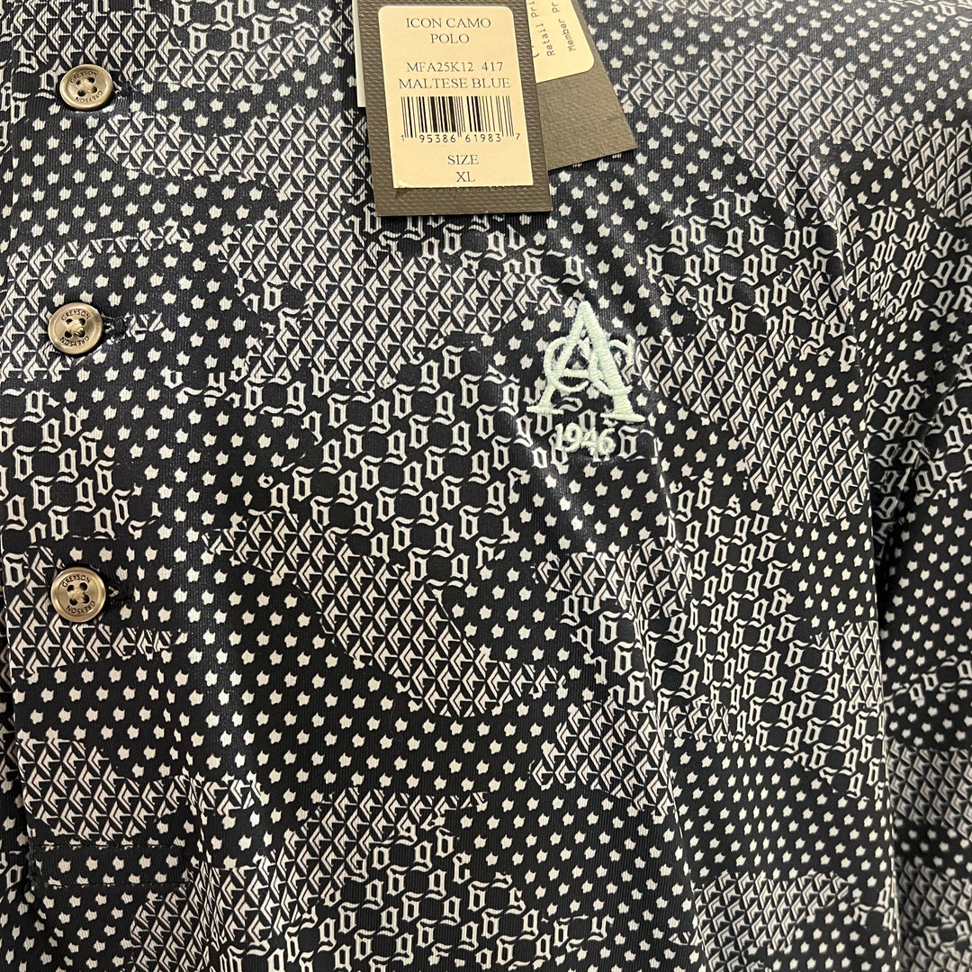 Greyson Icon Camo Polo (w/ logo) - Maltese Blue - Skorzie