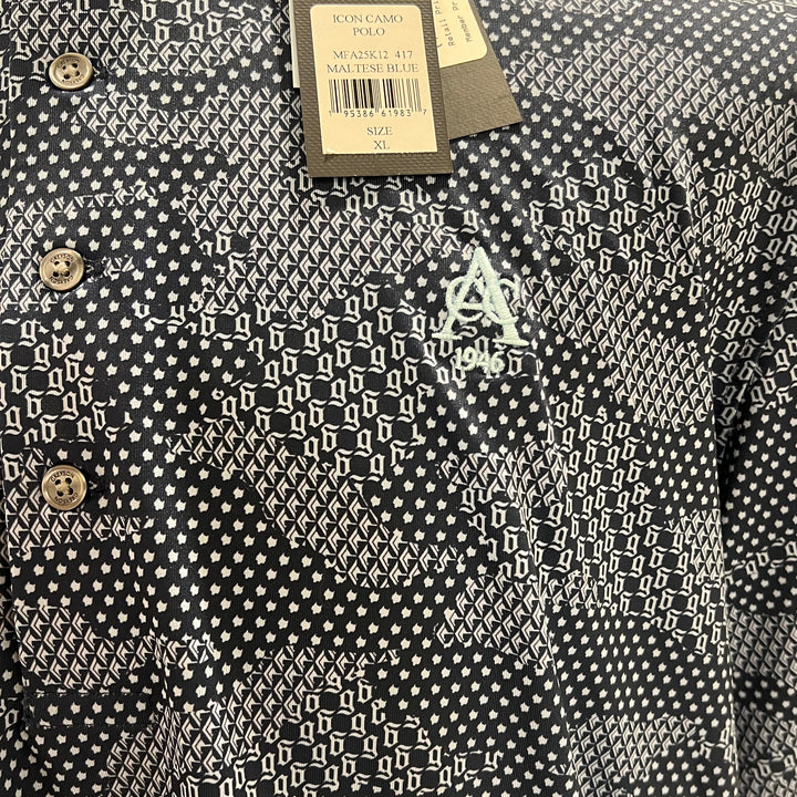 Greyson Icon Camo Polo (w/ logo) - Maltese Blue - Skorzie