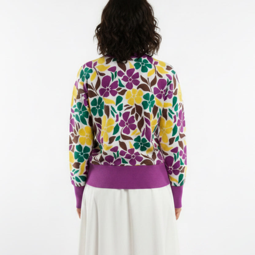 Original Penguin Women's Golf Sweater Purple Cactus Flower Size S