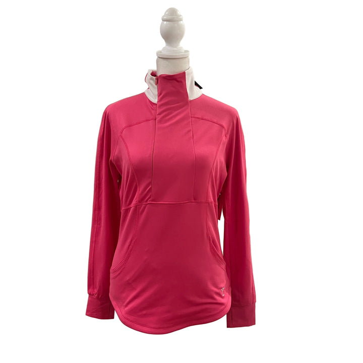 Golftini Contrast Quarter Zip - Hot Pink - Small - Skorzie