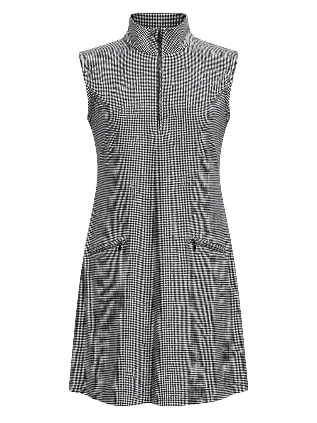 IBKUL Mini Check Sleeveless Zip Dress - Black/White