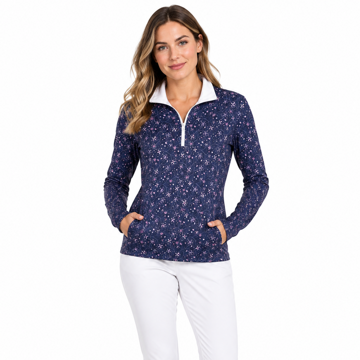 Straight Down Women's Quarter Zip Erika New Indigo Size M