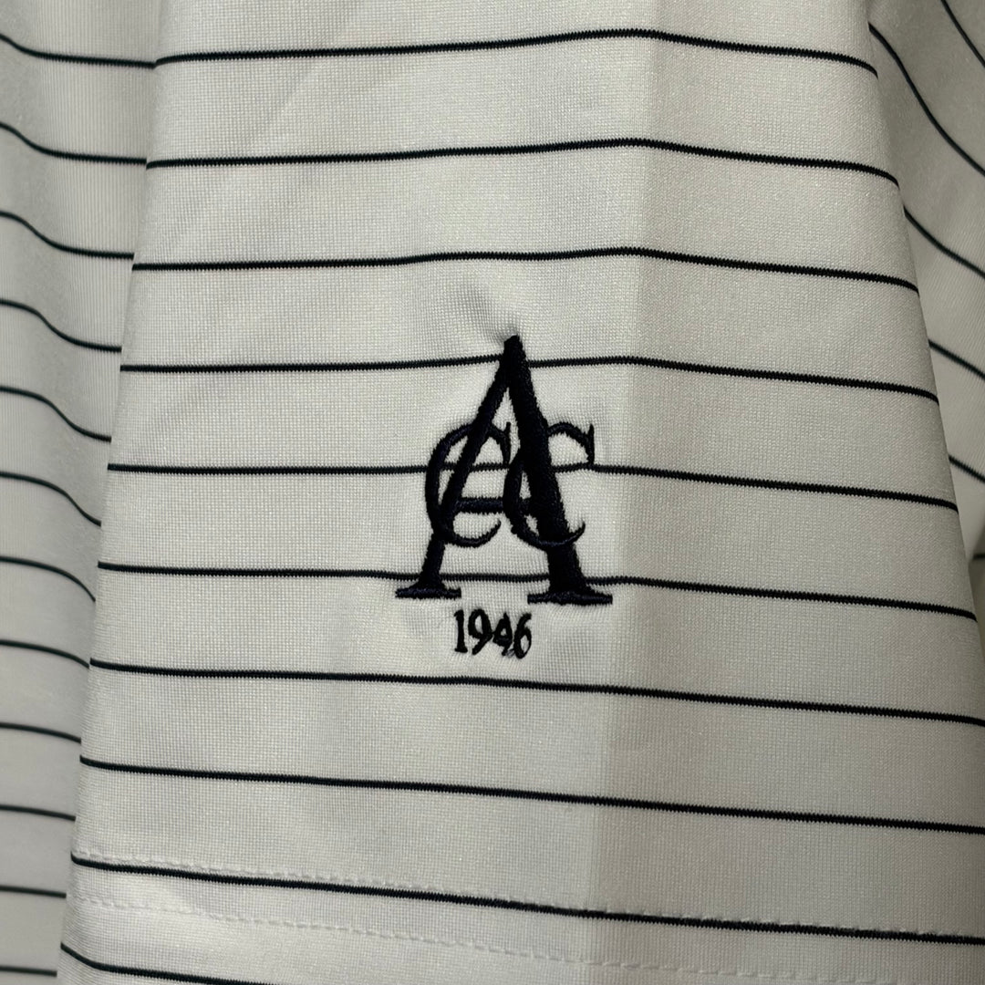 Rhoback Captain Stripe Performance Polo (w/logo) - White/Navy - Small - Skorzie
