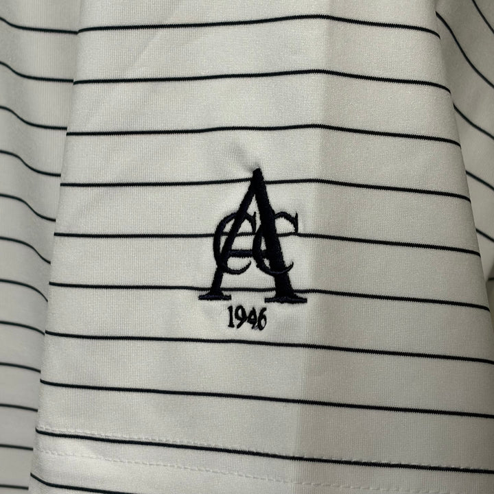 Rhoback Captain Stripe Performance Polo (w/logo) - White/Navy - Small - Skorzie